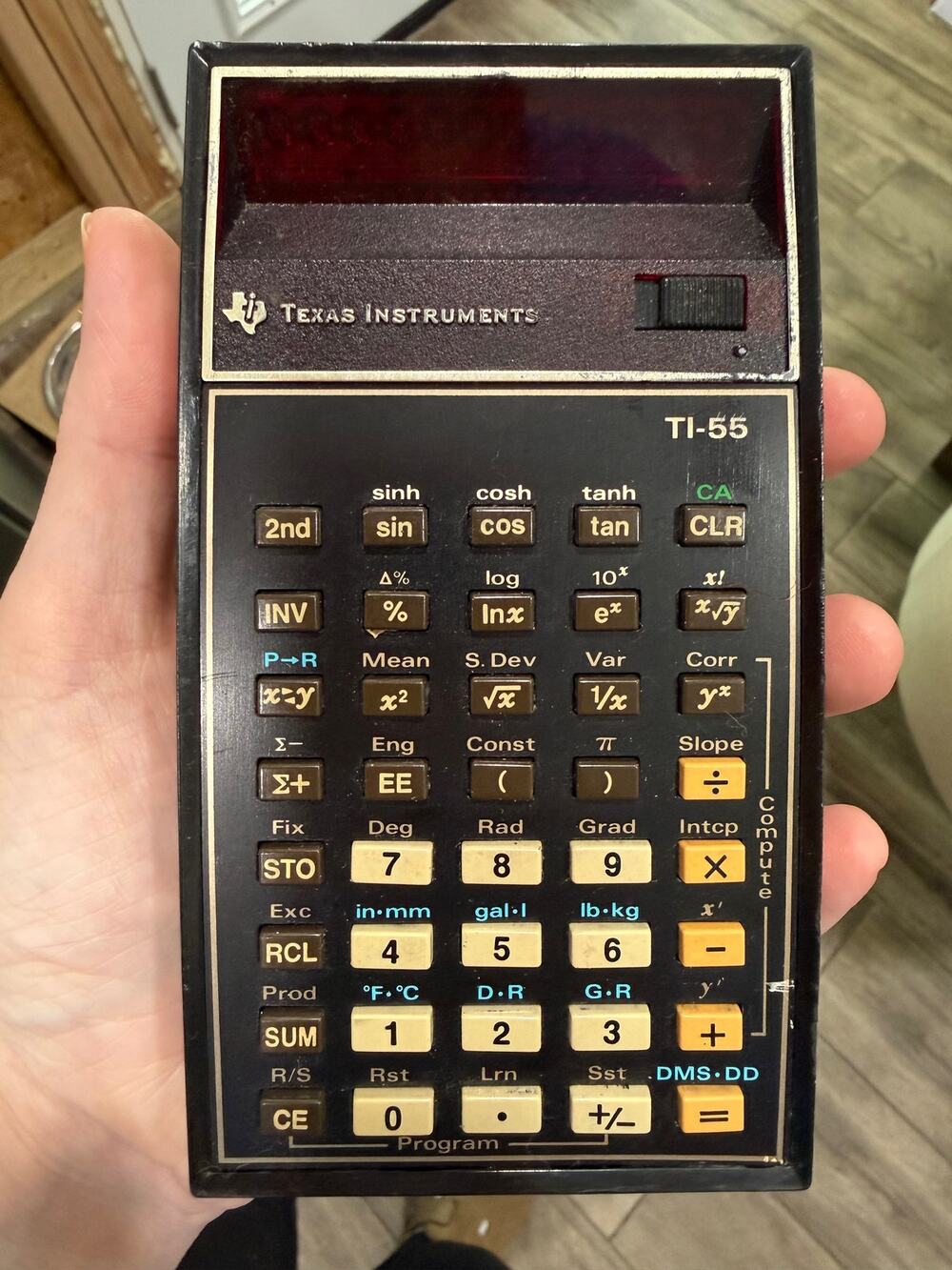 Vintage 1977 Texas Instruments TI-55 Calculator w/ Case BP-7 Battery Parts